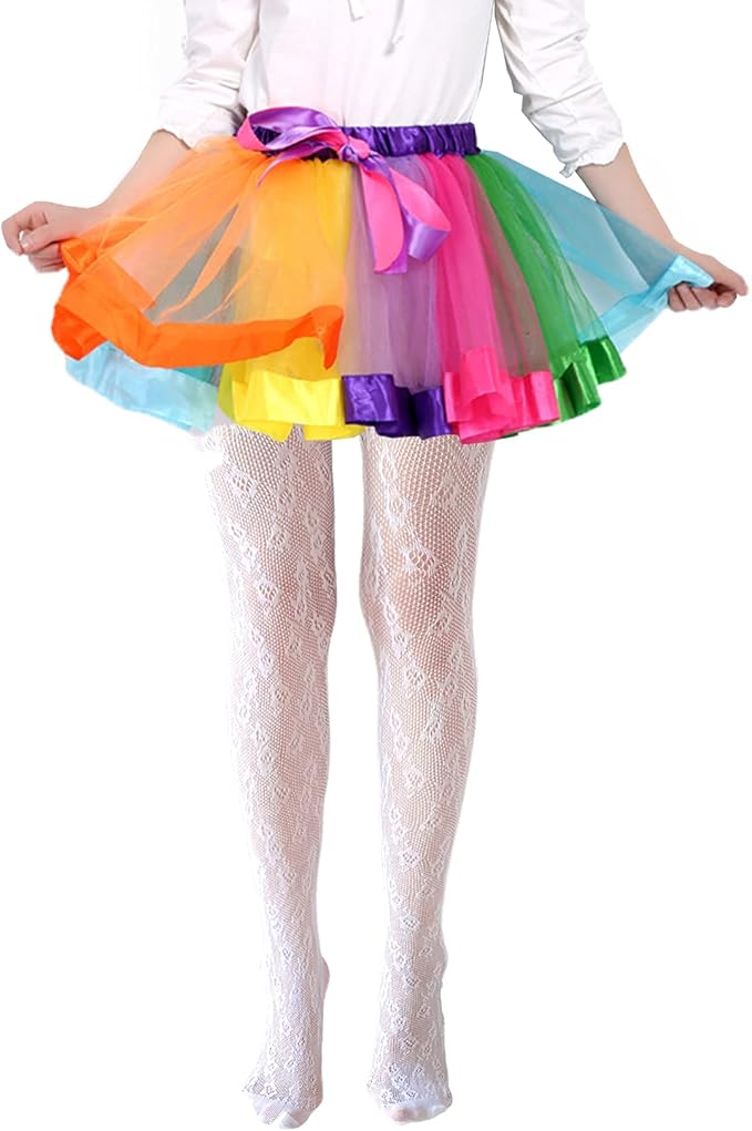 Girls Fishnet Stockings for Princess Dress High Waist Mesh Tights Cute Pattern Knit Socks