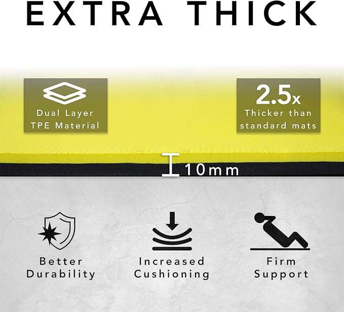 Large Exercise Mat – Extra Thick 10mm Workout Mat (72"x32") – Non-Slip TPE Yoga Mat for Women & Men – Pilates, HIIT, Fitness & Home Gym Mat – Includes Free Carry Bag