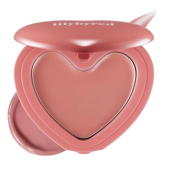 lilybyred Luv Beam Cheek Balm | Heart-Shaped Korean Cream Blush, Semi-Matte Finish, Long-Lasting, Blendable & Buildable, Soft Creamy Texture, Lightweight, Natural Flush, 0.12 oz. (08 Pinkie Crush)