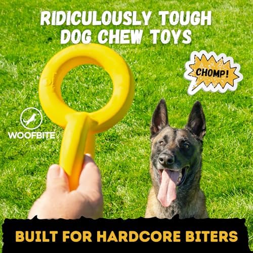 Tug Rings – Indestructible Dog Toy for Aggressive Chewers – Durable Power Chewer Toy – Tough, Heavy Duty Natural Rubber – Safe & Non-Toxic Medium/Large Breed – 6.5in