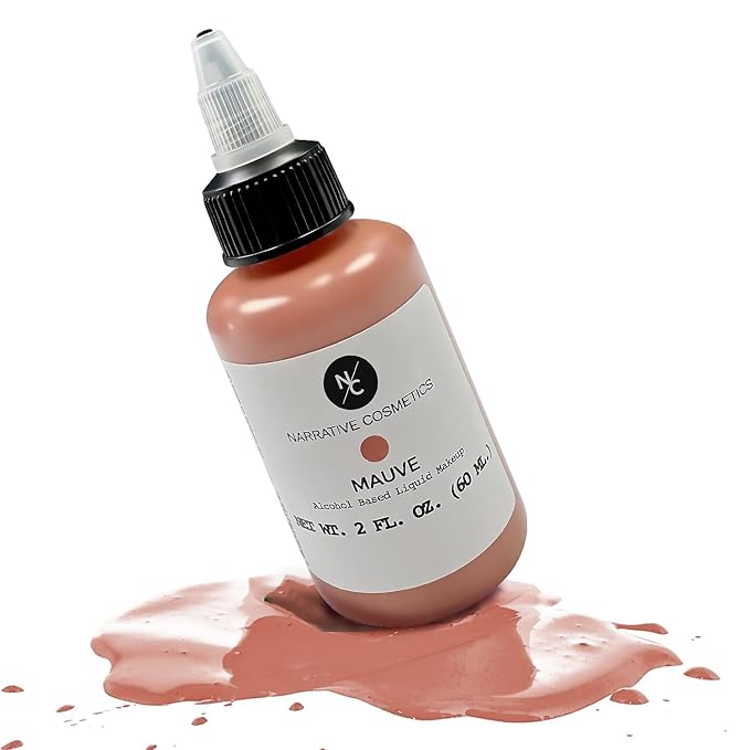 Narrative Cosmetics FX Alcohol Airbrush Paints - 2 fl oz, Skin Safe, Quick Dry, Waterproof, Sweatproof, Transferproof Liquid Makeup for Bodypainting, Theater, FX Makeup, Film and TV - Mauve
