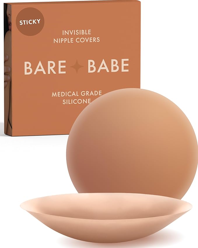 Reusable Silicone Nipple Covers - Waterproof, Nude, 4 Shades - Sticky Breast Stickers for Strapless Dress