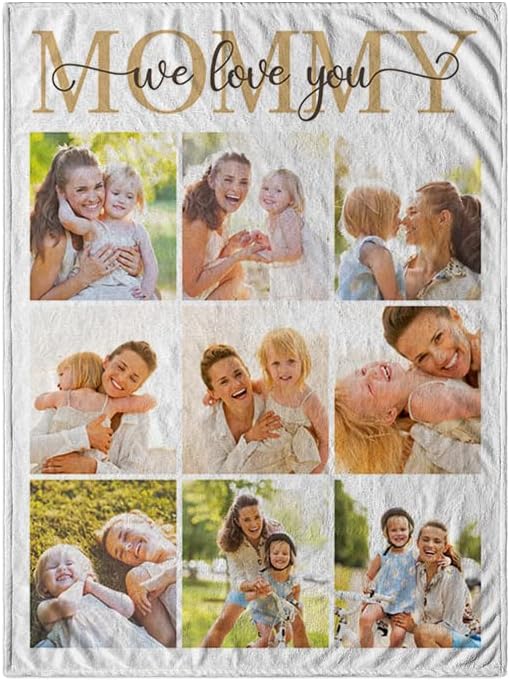 Custom Gifts for Mom from Daughter, Customized Blankets with Photos | Using My Own Photos Custom Memorial Gifts for Mother's Day Christmas Birthday, Dad, Friends, Couples, I Love You Mom