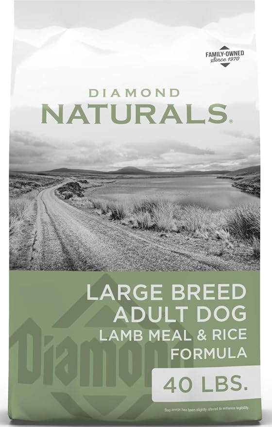 Diamond Naturals Large Breed Adult Dry Dog Food, Lamb Meal & Rice, 40lb | Pasture Raised Lamb Protein | Glucosamine & Chondroitin to Help Support Large Breed Dogs | Probiotics for Digestive Support