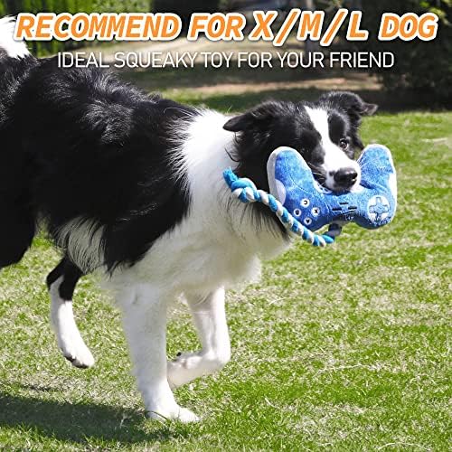 MTERSN Cute Squeaky Dog Toys with Game Controller Shape for Playtime, Blue