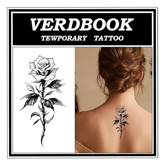 Waterproof Temporary Tattoos: 2-Sheet Tattoo Kit with Realistic Body Stickers, Semi-Permanent Tattoos for Adults Lasting 7-15 Days – Safe for Men & Women, Blossom Bud