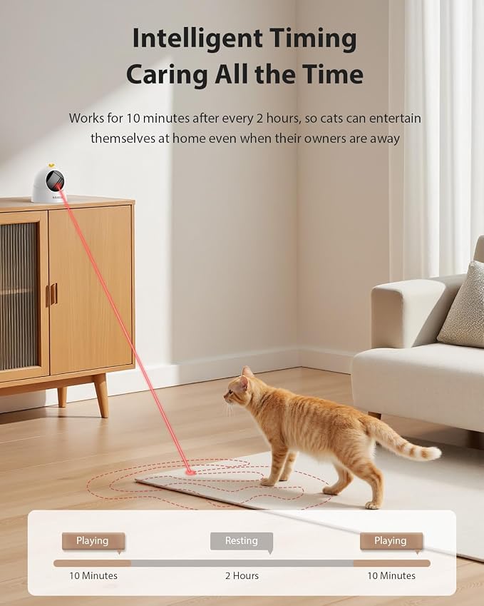 ROJECO Auto Laser Cat Toy,Interactive Cat Toys for Relief Boredom Indoor | Magnetic Base/Random Motion Track/Laser Safe for Pets/Run Quiet/1000mA Battery/USB Rechargeable/Auto Sleep & 3 Speed Modes