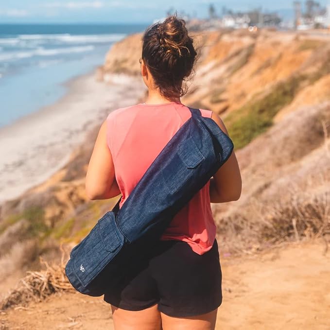 Open Road Goods Eco Friendly Yoga Mat Bag | Organic Yoga Bag For Extra Wide Mats | Yoga Mat Carrier for Men & Women: Full Zip, Adjustable Carry, Pockets, 100% Cotton Canvas