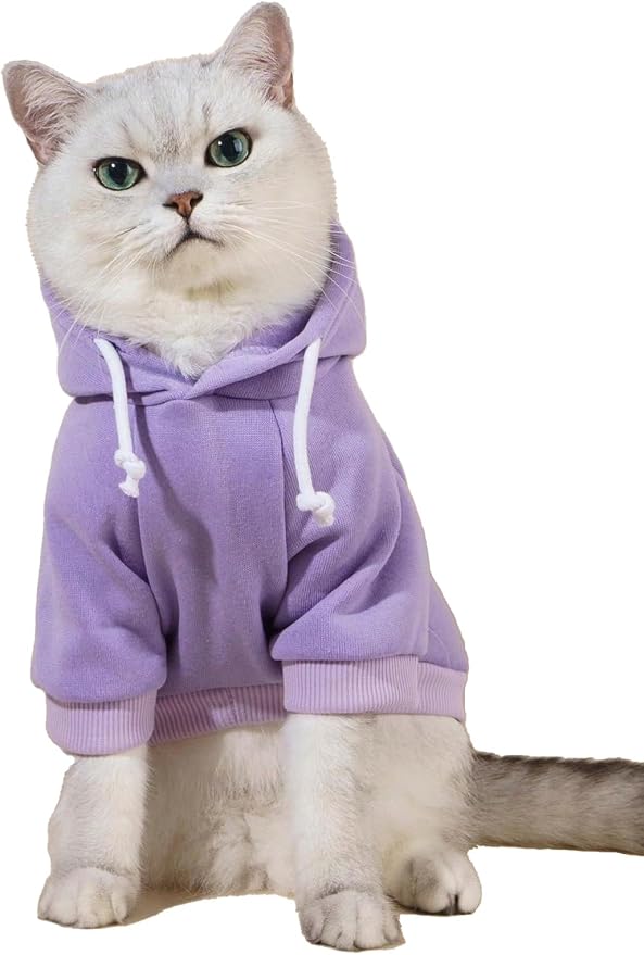 Basic Dog Hoodie Sweatshirt Puppy Sweater Warm Cat Costumes Pet Clothes for Chihuahua Puppy Kitten Small Medium Dogs Mauve Purple XX-Small
