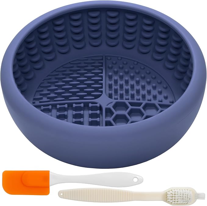 Dog Lick Bowl for Large Dogs, Lick Mat, Slow Feeder Lick Bowl with Brush and Scraper,Strong Suction, Freeze Licking Bowl for Anxiety Relief, Enrichment & Distraction, Dishwasher Safe 7.6 * 3.5 inch