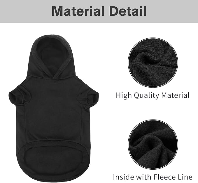 BINGPET Security Dog Hoodie, Pet Sweater Clothes with Leash Hole, Black | Warm Dog Sweatshirt for Small Medium Large Dogs, All-Season Cold Weather Comfort & Fit, Soft Winter Hooded Pullover Outfit