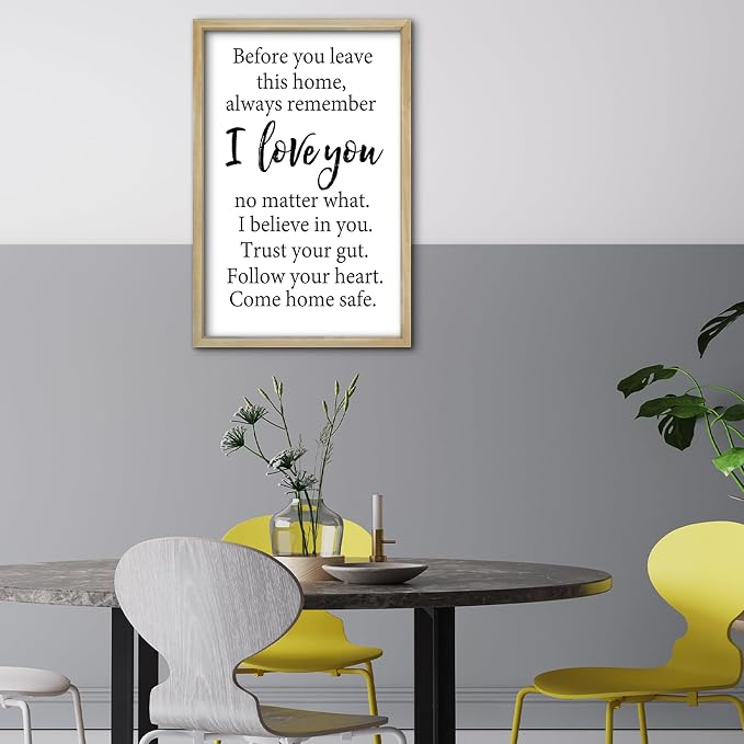 RLWangChao Before You Leave This Home Wall Decor Art 24"X16" Wood | I Love You Sign, Inspirational Quotes, Family Entryway, Wood Framed Wall Hanging