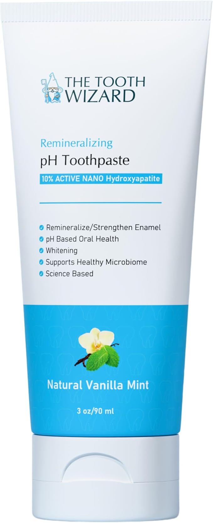 THE TOOTH WIZARD pH Balancing Toothpaste | Natural Vanilla Mint Flavor | Fluoride-Free | SLS-Free | Gentle Whitening | Supports Healthy Oral Microbiome | 3 oz
