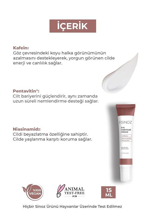 Sinoz Eye Contour Cream | Hydrating & Revitalizing Under Eye Treatment | Reduces Dark Circles, Puffiness & Fine Lines | Lightweight Formula | 0.51 Fl Oz (Pack of 1)