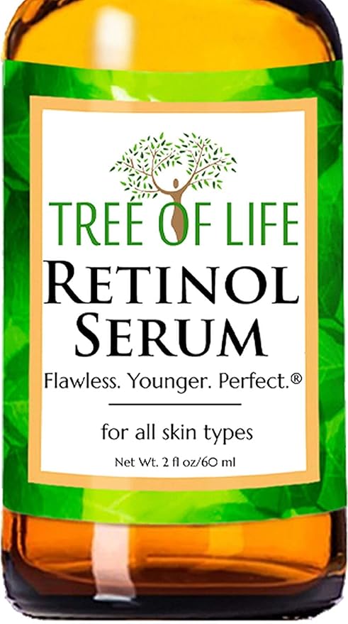 Tree of Life Beauty Retinol Serum, Skin Smoothing Face Oil for Dark and Age Spots and Fine Lines, Facial Serums for Dry and Sensitive Skin Care with Hyaluronic Acid for Soft Smooth Skin, 2 Fl Oz