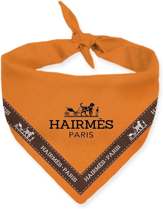 Dog Bandana HAIRMES Dog Bandana Designer Fashion Clothes Scarf kercheif for Small Medium and Large Dogs. Funny Parody Gift for Girl or boy Dog Soft Durable Fabric, Adjustable tie-on Style Triangle