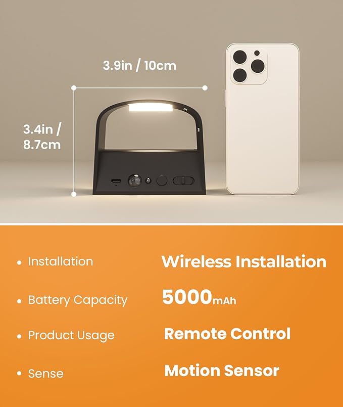 FULEN Motion Sensor Wall Light with Remote Control 3 Colors Wireless Wall Lamp LED Indoor Up and Down Wall Sconce 5000mAh Rechargeable Battery Powered Wall Lamps Brightness Adjustable, 2 Pack