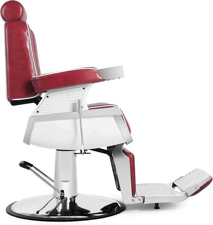 Artist hand Heavy Duty Hydraulic Recline Barber Chair Salon Chair Barber Chairs for Hair Stylist Tattoo Chair Barber Salon Equipment (Red)