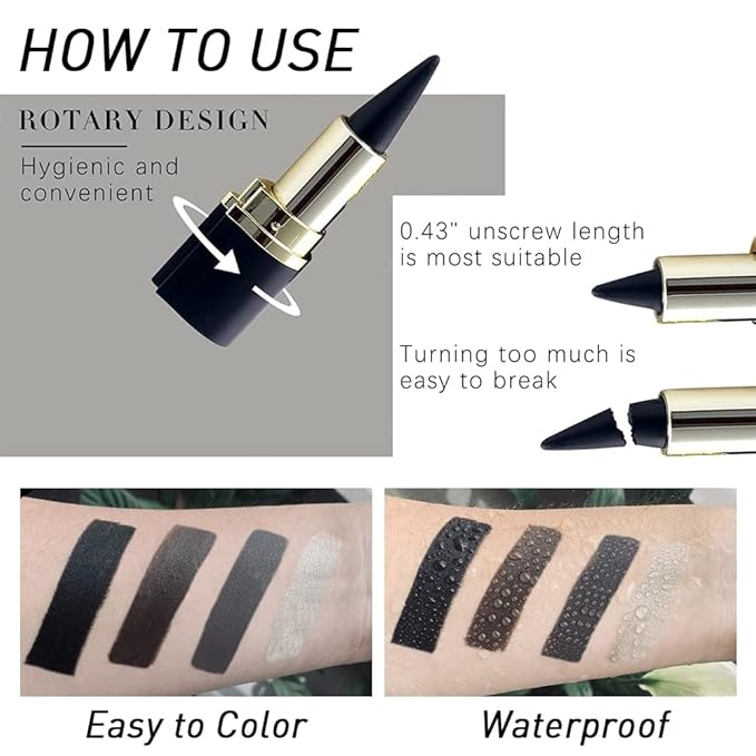 AMY'S DIARY 2Pcs Black Gel Eyeliner Pencil Set,Natural Cream Eye Liner Waterproof Smudge Proof,Cat Eye Black Smokey Eyeshadow Stick Crayon,Goth Halloween Makeup,delineador de ojos contra el agua