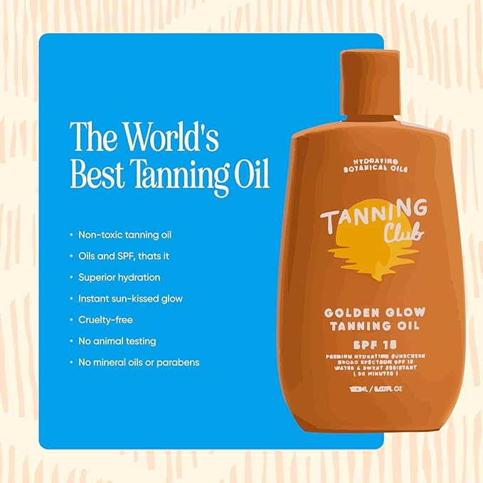 Tanning Club Sun-Kissed Essentials – SPF 6, 8 & 15 Hydrating Tanning Lotion and Oil Set with Botanical Oils, Carrot, Aloe & Shea Butter – 80-Minute Water & Sweat Resistant for a Natural Golden Glow
