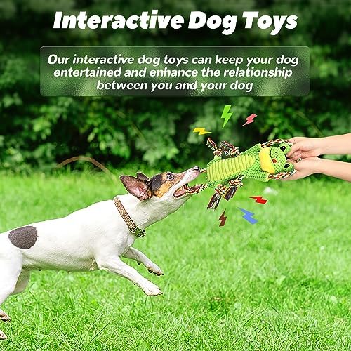 Letsmeet Plush Dog Toy with Crinkle Paper and Ropes - Small Interactive Puppy Toys for Medium to Large Dogs