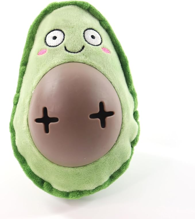Avocado Dog Squeaky Treat Dispensing Toy, 7" Plush Chew Toy