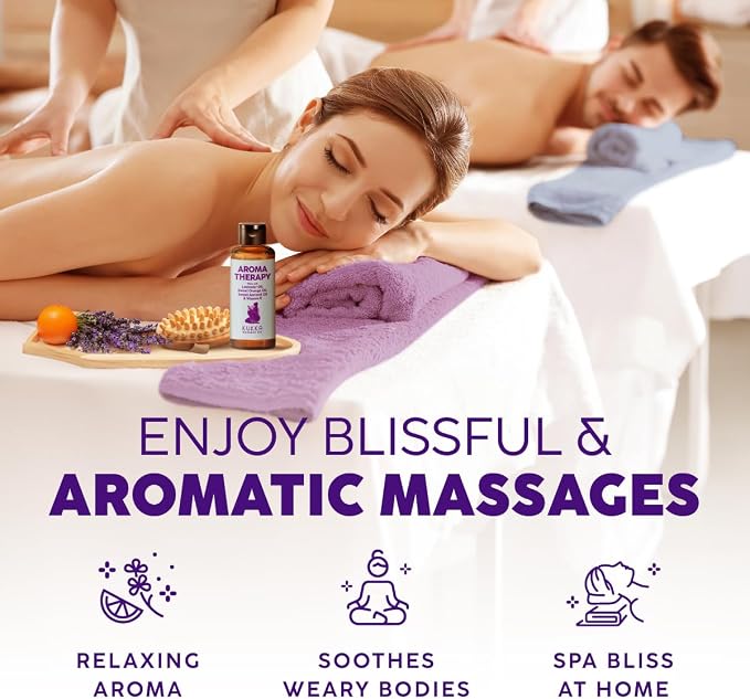 Kukka Relax Massage Oil (3.4 fl oz) & Aromatherapy Massage Oil (3.4 fl oz) Set - Body Oils for Women & Men - Spa Quality & Light Weight