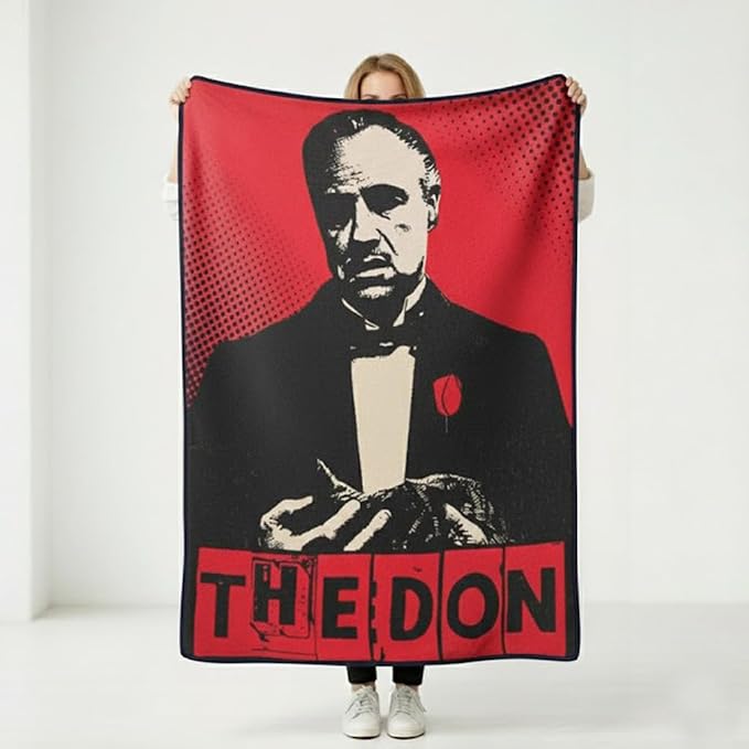 Silver Buffalo The Godfather Don Vito Corleone, Fleece Throw Blanket, 45x60in | Soft Polyester, 185 GSM, 114 x 152 cm, Black