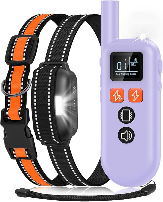 Dog Shock Collar - 3300FT Dog Training Collar with Remote, Flashing Light, IPX67 Waterproof Dog Collar with 6 Training Modes, Smart Dog E Collar for 15-120lbs Small Medium Large Dogs