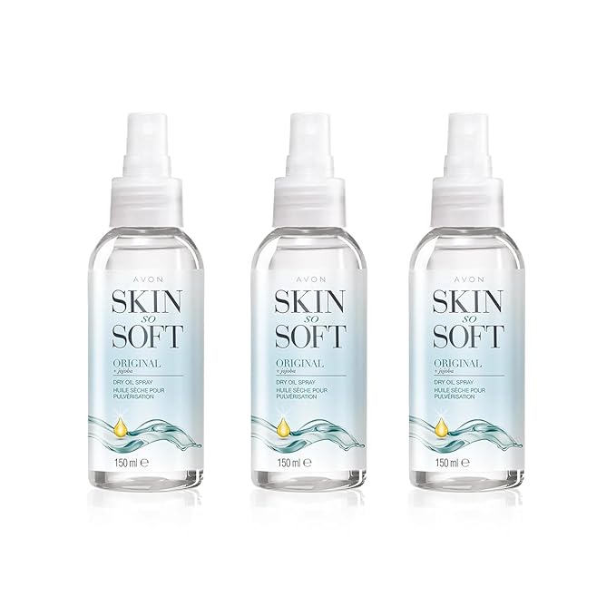 AVON SKIN SO SOFT Original Jojoba Oil Spray – Lightweight DRY Oil with Natural Moisturizing JOJOBA for Silky Smooth, Hydrated Skin 5.Fl Oz 150 ML (3-PACK)