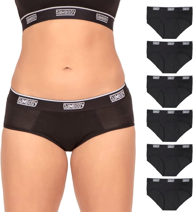 Bambody Absorbent Hipster for Light Flow, Sporty Period Panties for Women & Teens - Comfortable & Soft Protective Active Wear
