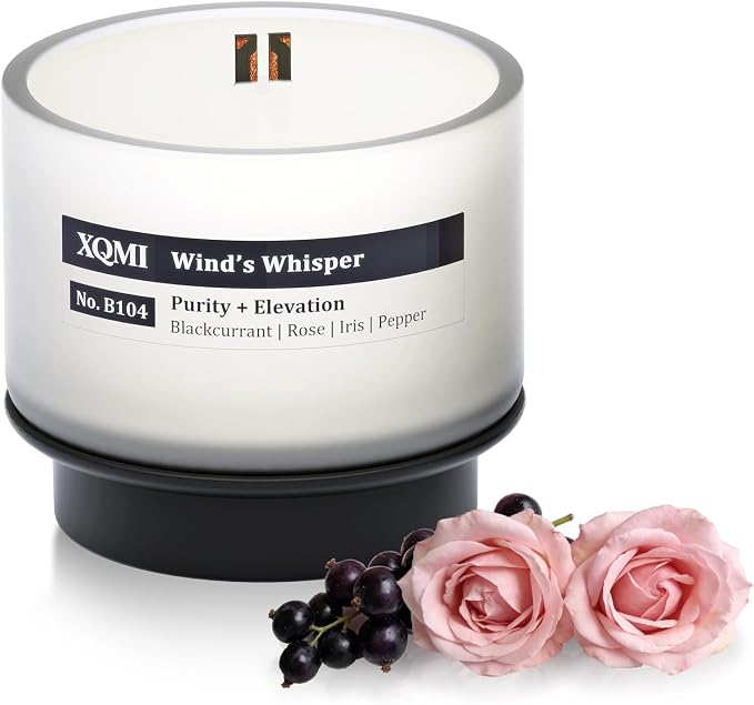 Smart Scented Candle Refill,Wind’s Whisper, 4.25oz Soy Wax with 13% Perfume-Grade Oils, ±35H Burn Time, Wooden Wick, Explosion-Proof Glass (Blackcurrant| Rose|Iris|Pepper)