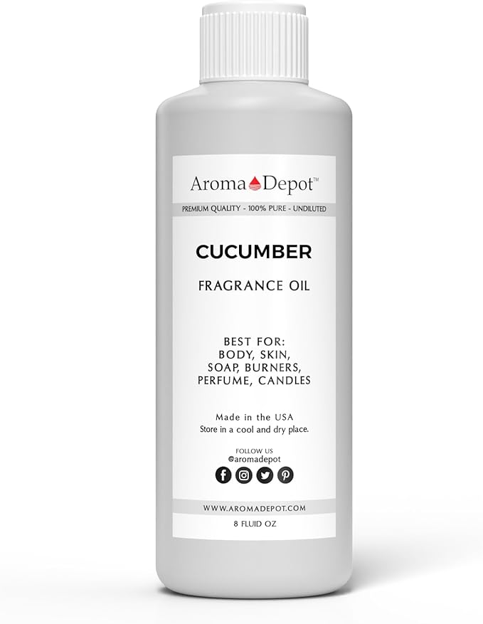 Aroma Depot 8oz / 8 Ounces Cucumber Perfume Oil for Making, Body Oil, Soap, Candle Making & Incense. Our Version is a Premium Quality Undiluted & Alcohol Free