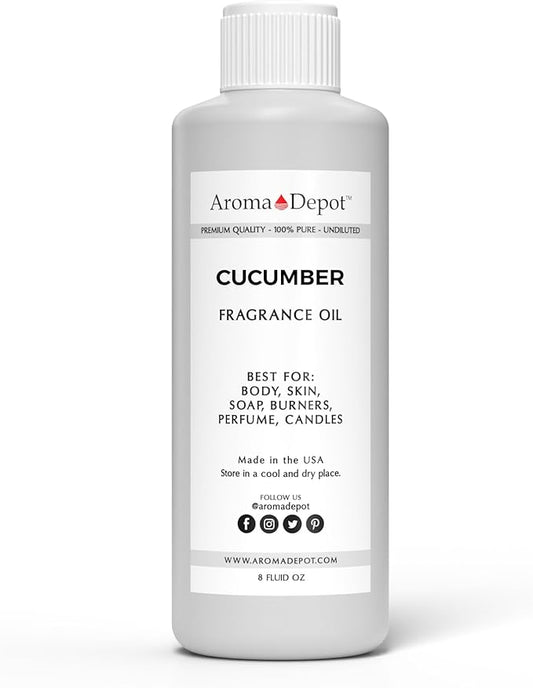 Aroma Depot 8oz / 8 Ounces Cucumber Perfume Oil for Making, Body Oil, Soap, Candle Making & Incense. Our Version is a Premium Quality Undiluted & Alcohol Free