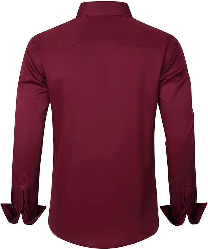 J.VER Men's Dress Shirts Solid Long Sleeve Stretch Wrinkle-Free Formal Shirt Business Casual Button Down Shirts