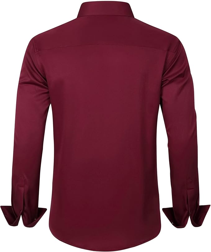 J.VER Men's Dress Shirts Solid Long Sleeve Stretch Wrinkle-Free Formal Shirt Business Casual Button Down Shirts