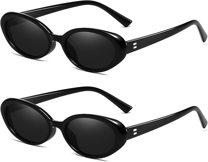 Breaksun Retro Oval Sunglasses for Women Men Fashion Small Oval Sunglasses 90s Vintage Shades