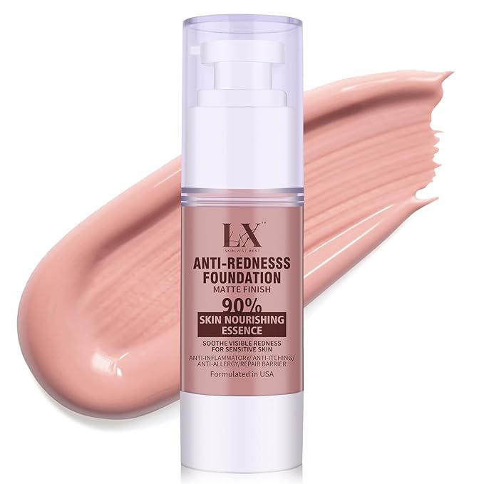 Sensitive Skin Foundation - Serum Foundation with Vitamin E, Sun protection & Deep Hydration for A Smooth & Satin Finish, Vegan & Cruelty-Free, 206 Medium