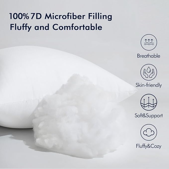 MIULEE 26x26 Euro Throw Pillow Insert for Couch Sofa Bed | Premium Virgin Filling, Soft Brushed Fabric, Decorative Pillow, Lumbar Back and Neck Support