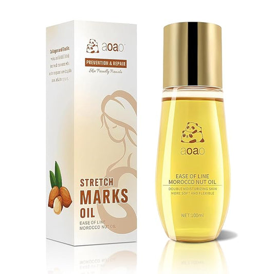 AOAO Stretch Mark Oil for Pregnancy and Body Oil for Pregnant Women, Morocco Nut Oil Help for Scars and Stretch Marks Removal and Prevention, Repair, Firming & Smoothing Fine Lines - 100ml/1pack