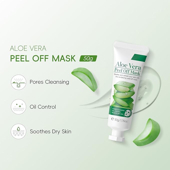 Aloe Vera Peel Off Face Mask, Cleansing Moisturizing Jelly Mask for Facials, Smooth Pores Cleasning Oil-control Enhance Skin Elasticity for Daily Skin Care, Valentine's Day Gift, 1.76oz