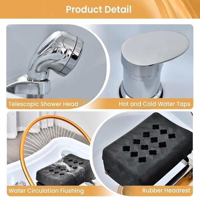 Head Spa Equipment, Massage Table, Japanese Shampoo Bed with Water Cycle & Fumigation Stationary Head Spa Bed for Spa Beauty Salon Barber