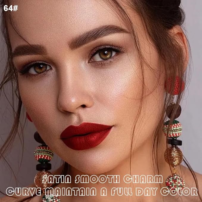 evpct 2Pcs Vivid Red Matte Lip Liner and Lipstick Combo Set for Women, Red Lip Combo Set Liquid Lips Stick Gloss and Lipliner Stain Set Long Lasting Waterproof, Lips Makeup 24 Hours labiales originale