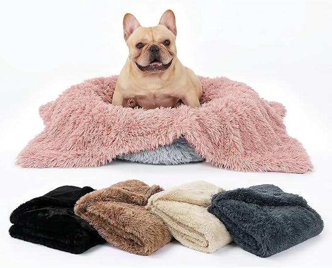 Dog Blanket Waterproof Fluffy Faux Fur Blanket Pet Blankets Liquid Pee Proof Throw Blanket for Couches Beds Sofa Reversible Furniture Protector Cover Cozy Washable 28"x20" Pink