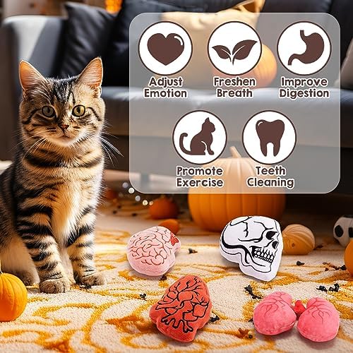 Plush Halloween Catnip Toys for Indoor Cats 4 Pack