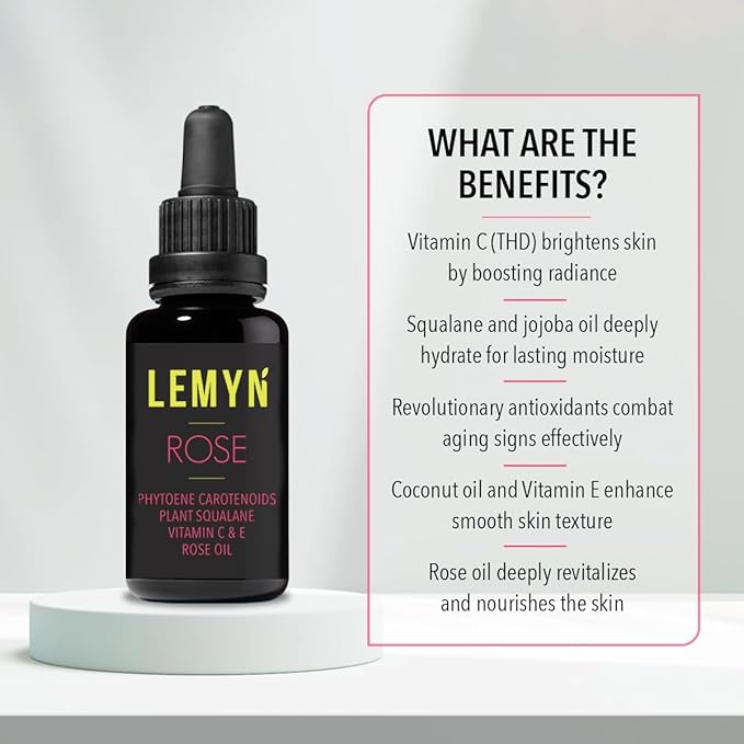 Squalane + Vitamin C Rose Oil | Enhanced with Carotenoids and Vitamin E | Freshly Made Face Oil | Hydrate & Firm | Small-Batch Artisan Skincare 30ml