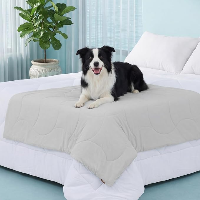 ZOMISIA Premium Cooling Blanket for Large Dogs - Q-MAX>0.5 Breathable Washable Dog Cooling Mat, Travel Soft Pet Summer Essentials, Grey, 50"x60"