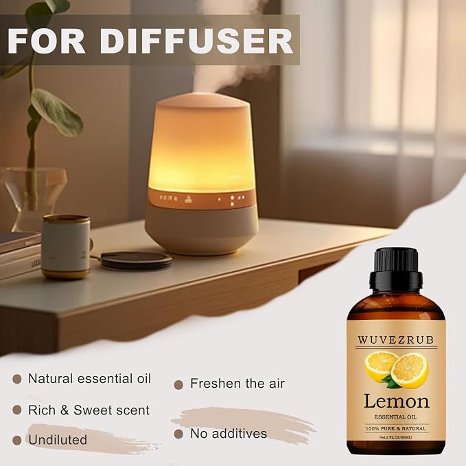 Lemon Essential Oils, 60ML Pure and Natural Essential Oil for Aromatherapy Diffuser - Lemon /2 Fl Oz