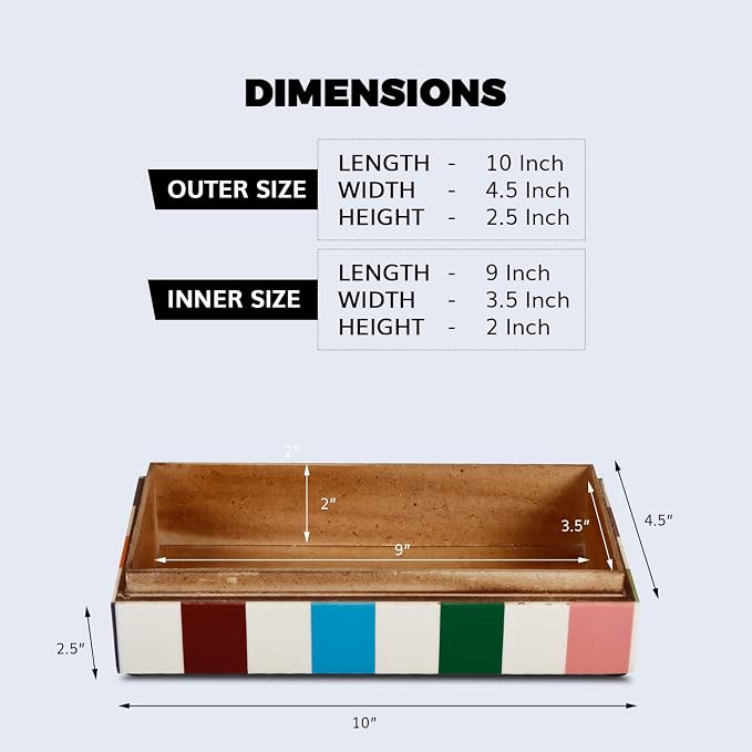 Handicrafts Home Decorative Storage Box 10x4.5 – Remote Control Holder, Jewelry Organizer, Modern Decorative Box with Lid, Boho Chic Home Décor Accent, Vintage Memory Box for Living Room Shelf Décor