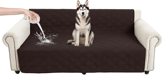 100% Waterproof Washable Dog Blanket，Chocolate+Coffee 52"x82" | ,7-Layer Reversible Couch Covers for Dogs Met for Sofa Furniture Car Camping